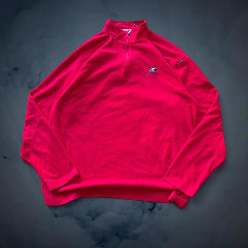 Georgia Bulldogs Football Quarter Zip Fleece Red Sideline Men’s Large Sweater